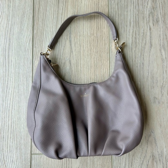 Tan Crescent Hobo Bag with Silver Accents - Picture 6 of 7